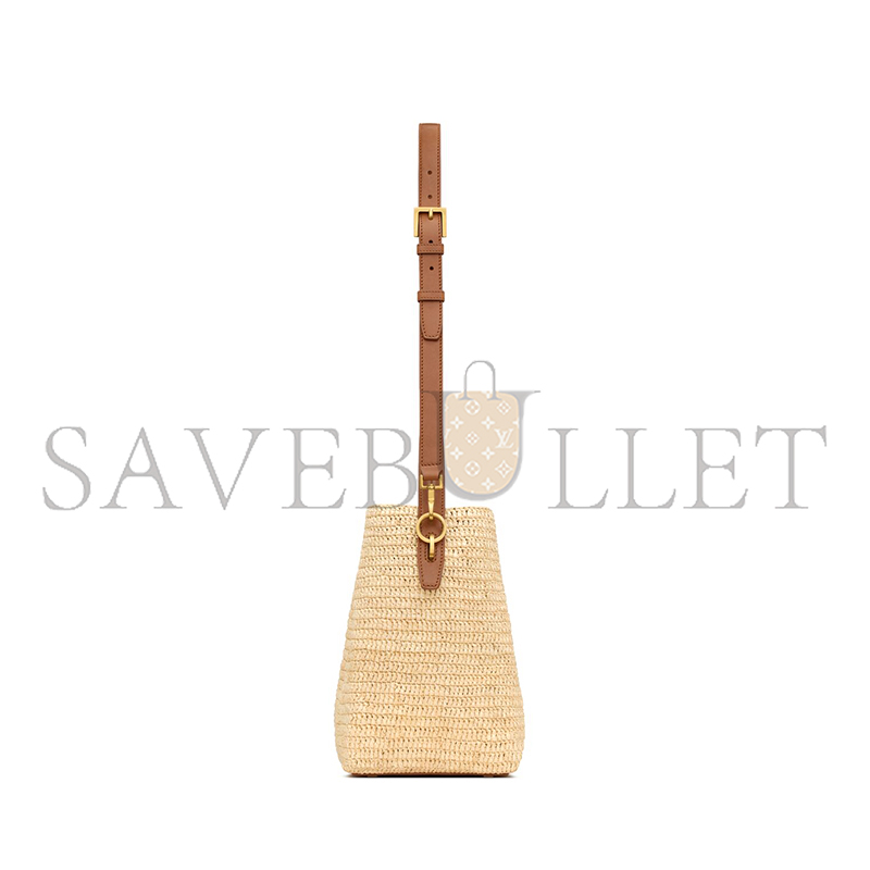 Y*L le 37 in woven raffia and vegetable-tanned leather 773991gaad72080 (20*25*16cm)